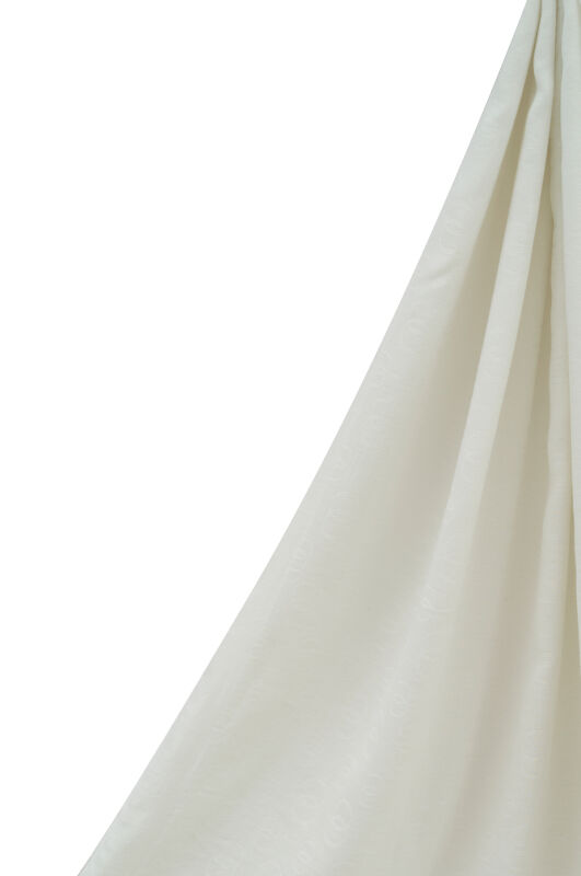 Chain Pattern Cotton Silk Shawl White - 2
