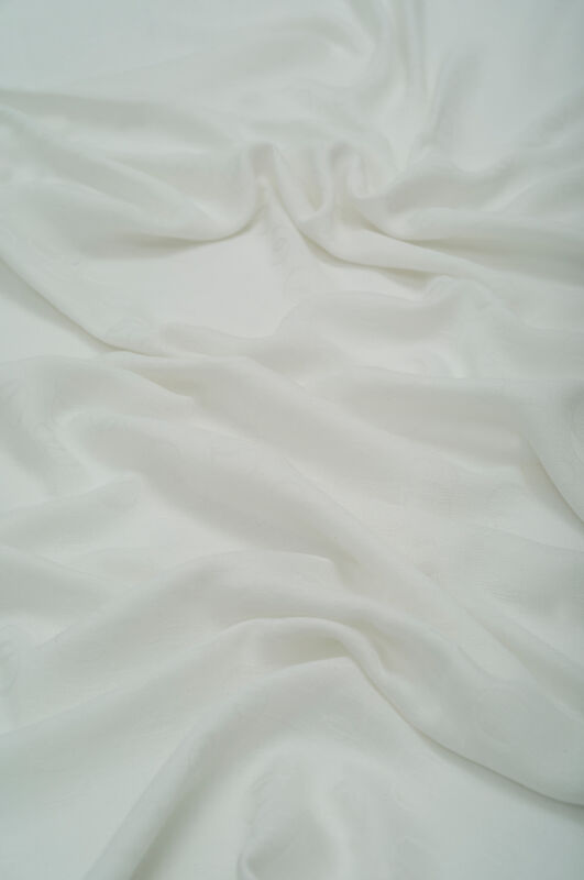 Chain Pattern Cotton Silk Shawl White - 3