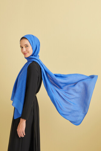 Chain Pattern Cotton Silk Shawl Soft Blue - Imannoor
