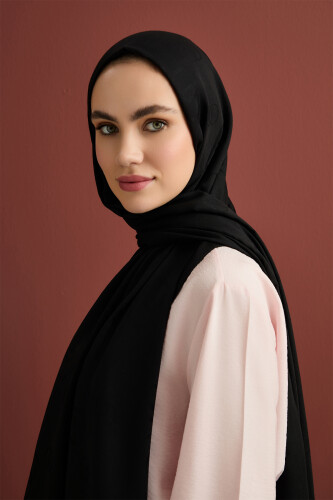 Chain Square Cotton Silk Shawl Black - 5