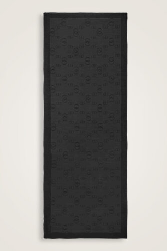 Chain Square Cotton Silk Shawl Black - 2