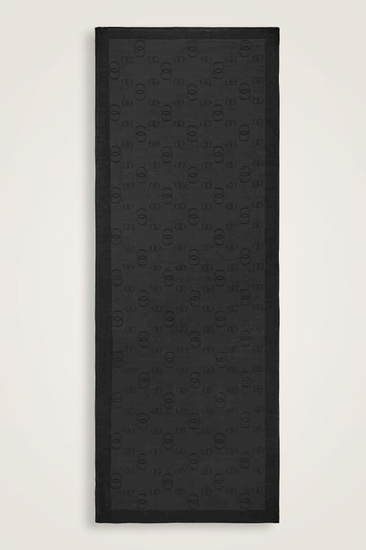 Chain Square Cotton Silk Shawl Black - 2