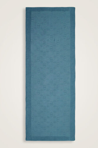 Chain Square Cotton Silk Shawl Petrol Blue - Imannoor (1)