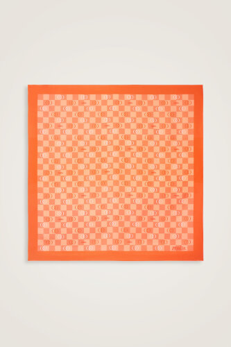 Checkerboard Logo Orange Twill Silk Scarf - Imannoor (1)
