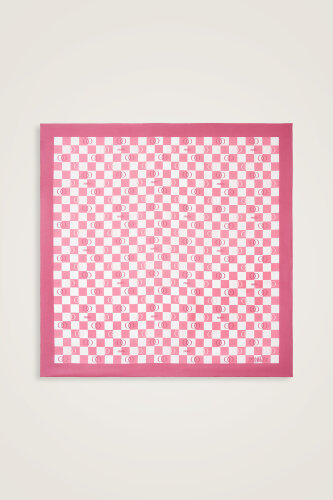 Checkerboard Logo Pink Twill Silk Scarf - Imannoor (1)