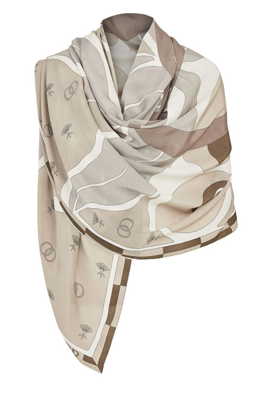 Chintamani Silk Scarf Gri - 7