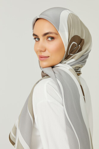 Chintamani Silk Scarf Gri - 4