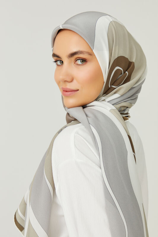 Chintamani Silk Scarf Gri - 4