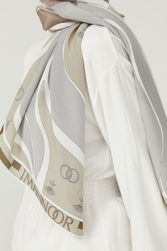 Chintamani Silk Scarf Gri - 6