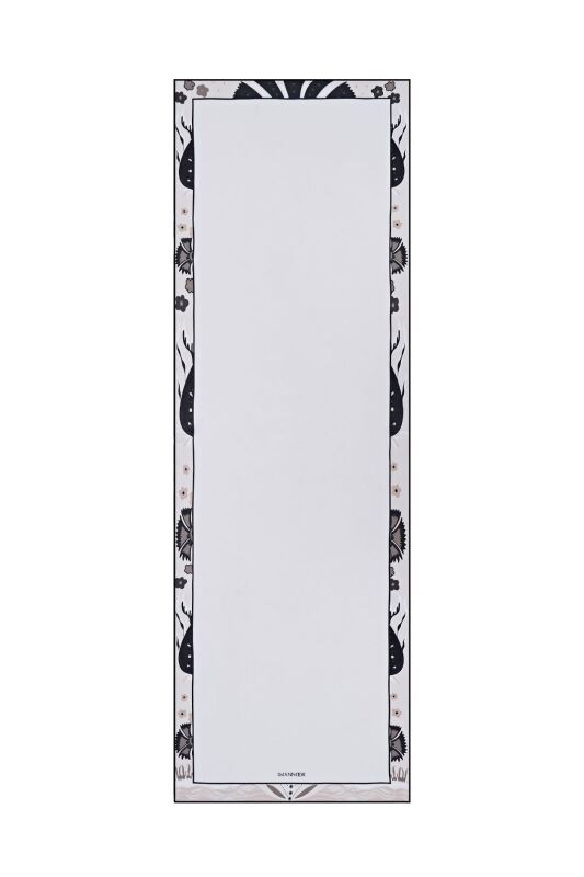 Çiçek Bordür Gri Modal Şal - 1