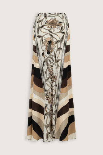 Çiçek Yolu Bej İpek Verev Etek - Imannoor (1)