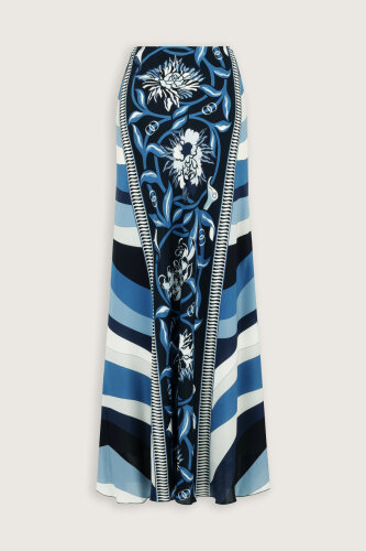 Çiçek Yolu Lacivert İpek Verev Etek - Imannoor (1)