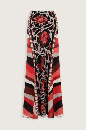 Çiçek Yolu Siyah-Kırmızı İpek Verev Etek - Imannoor (1)