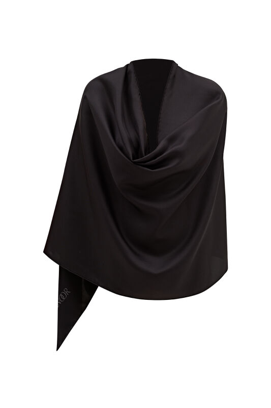 Çift Taraflı Siyah Mulberry İpek Şal - 4