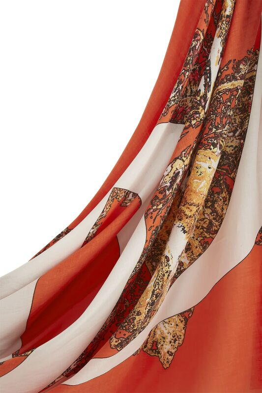 Çınar Cotton Shawl Orange - 2