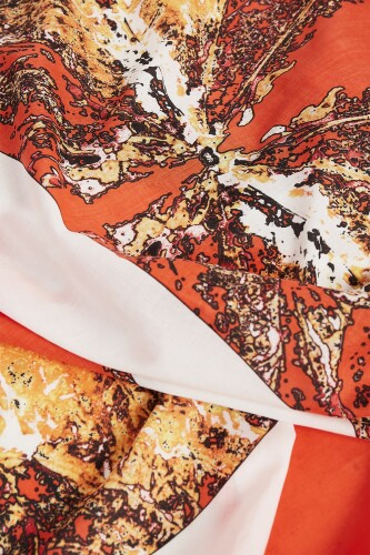 Çınar Cotton Shawl Orange - 4