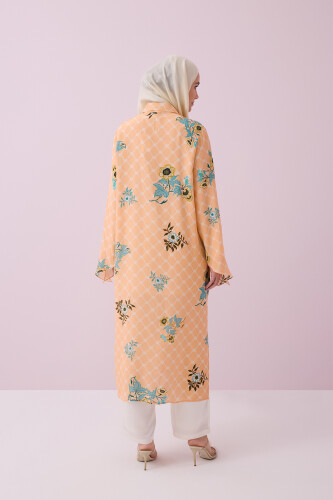 Çit Kol Detaylı Somon İpek Gömlek Elbise - 6