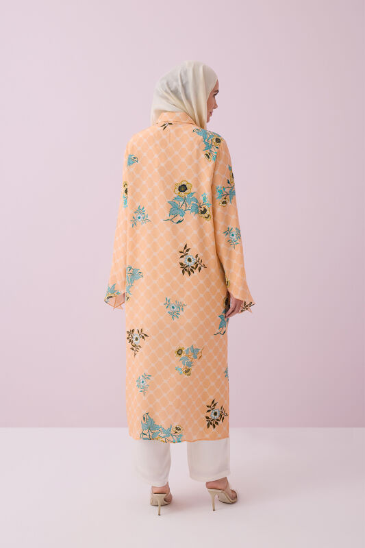 Çit Kol Detaylı Somon İpek Gömlek Elbise - 6