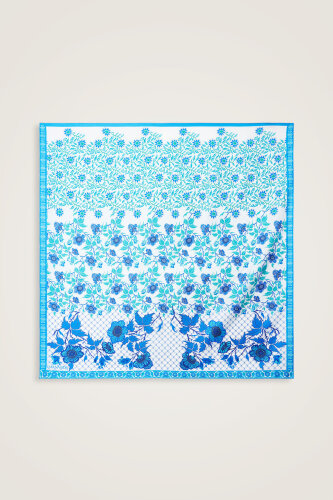 Çit Turquoise-Blue Double-Sided Twill Silk Scarf - Imannoor (1)