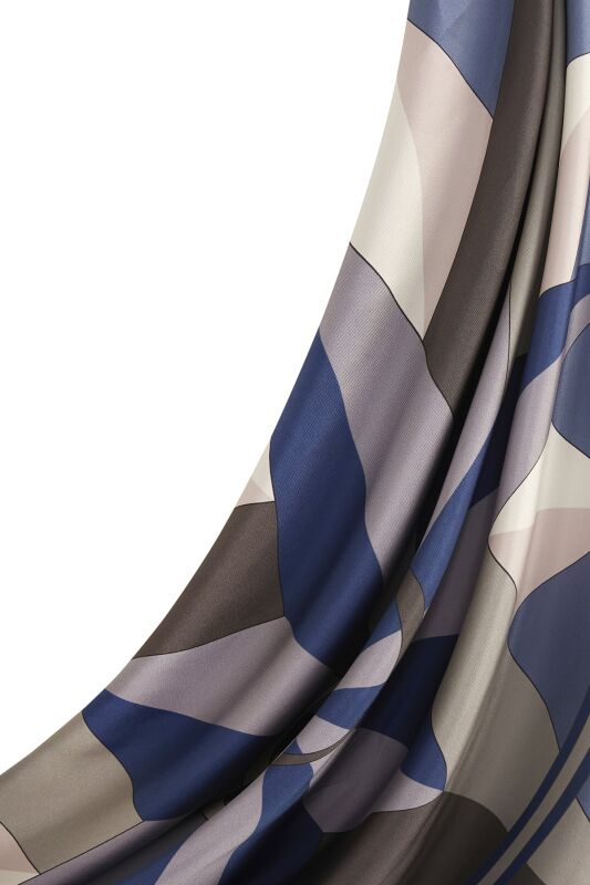Compass of the North Twill Silk Scarf Indıgo - 5