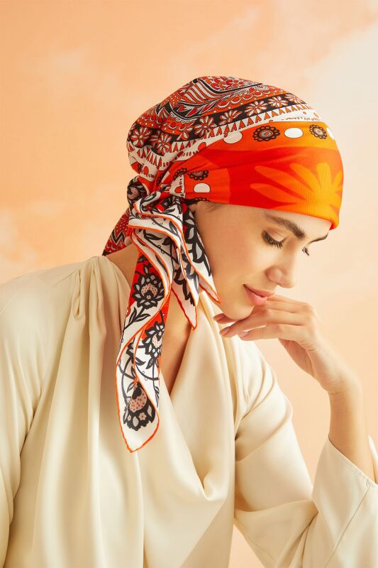 Cotyaeum Silk Shawl Orange - 2