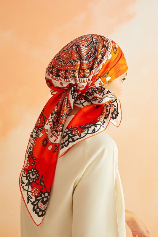 Cotyaeum Silk Shawl Orange - 4