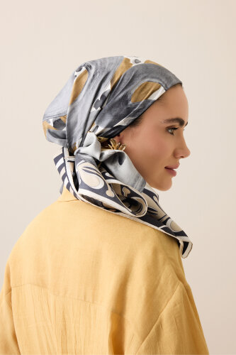 Creek Road Beige-Gray Twill Silk Scarf - 5