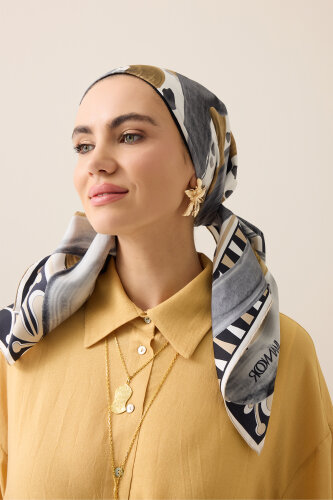 Creek Road Beige-Gray Twill Silk Scarf - 3