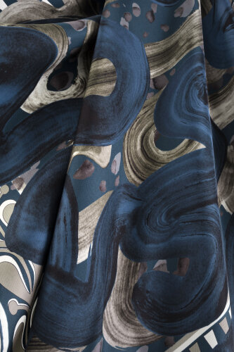 Creek Road Beige-Indigo Twill Silk Scarf - 4