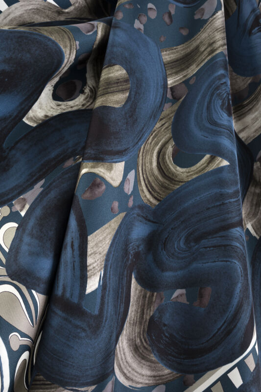 Creek Road Beige-Indigo Twill Silk Scarf - 4
