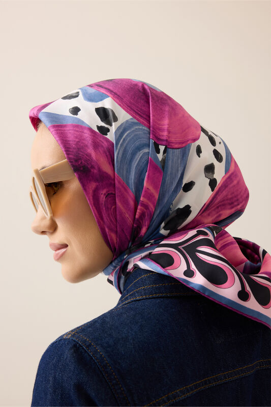 Creek Road Fuchsia-Indigo Twill Silk Scarf - 3