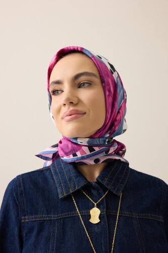 Creek Road Fuchsia-Indigo Twill Silk Scarf - 5