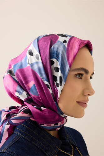 Creek Road Fuchsia-Indigo Twill Silk Scarf 