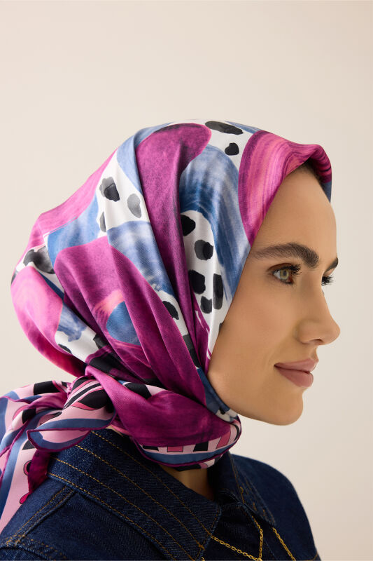 Creek Road Fuchsia-Indigo Twill Silk Scarf - 1