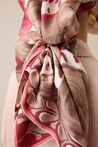 Creek Road Mink-Rosewood Twill Silk Scarf - 5