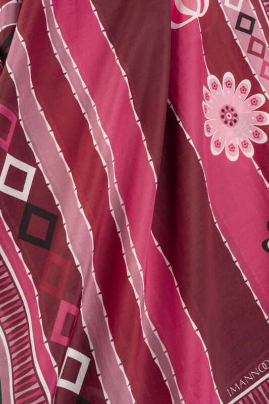 Daisy Noor Burgundy Cotton Floss Shawl - 4