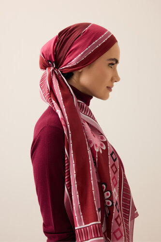 Daisy Noor Burgundy Cotton Floss Shawl 