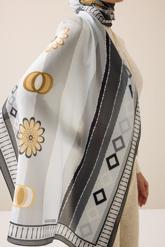 Daisy Noor Gray Cotton Floss Shawl - 3