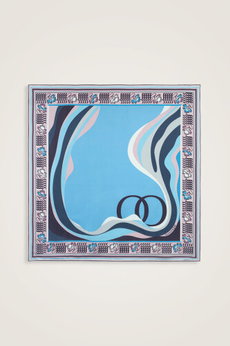 Dalgalar Mavi Tivil İpek Eşarp 90x90 - Imannoor (2)