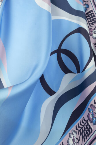 Dalgalar Mavi Tivil İpek Eşarp 90x90 - Imannoor (4)