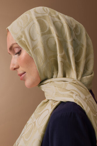 Dama Desen Altın Naia Pamuk Şal 70x200 - Imannoor