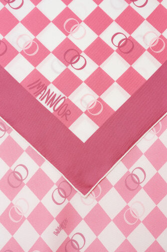 Dama Logo Pembe Tivil İpek Eşarp 90x90 - 4