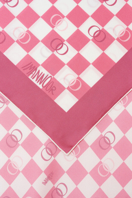 Dama Logo Pembe Tivil İpek Eşarp 90x90 - 4