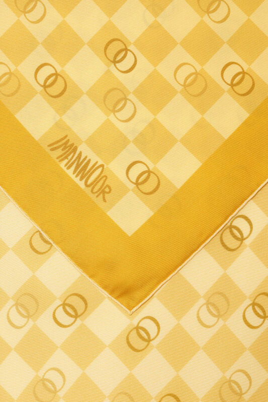 Dama Logo Sarı Tivil İpek Eşarp 90x90 - 4