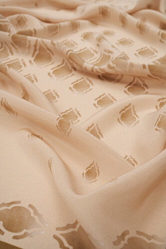 Damlalar Bej Krep İpek Şal 80x200 - 4