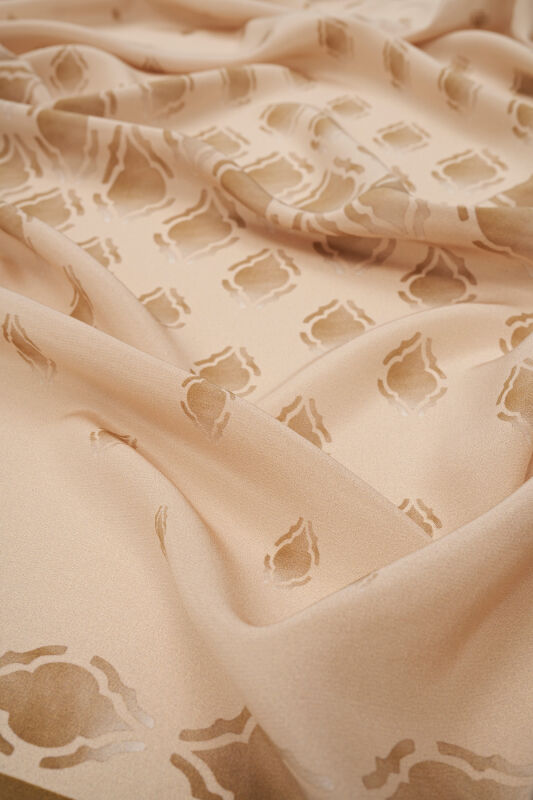 Damlalar Bej Krep İpek Şal 80x200 - 4