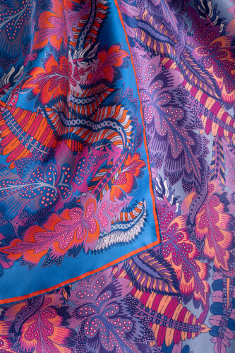 Date Palm Branch Purple-Lilac Double-Sided Twill Silk Scarf - 4