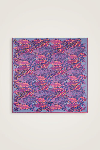 Date Palm Branch Purple-Lilac Double-Sided Twill Silk Scarf - 6