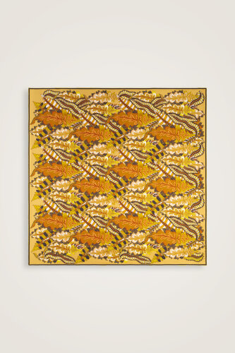 Date Palm Branch Red-Yellow Double-Sided Twill Silk Scarf - 6