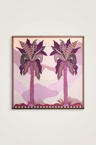 Date Palm Tree Purple-Yellow Double-Sided Twill Silk Scarf - 5